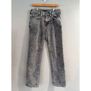 True Religion Ricky Relaxed Straight Gray Acid Wash‎ Jeans Mens Size 32